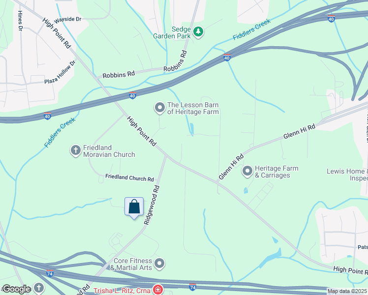 map of restaurants, bars, coffee shops, grocery stores, and more near 3936 Magnolia Place Lane in Winston-Salem