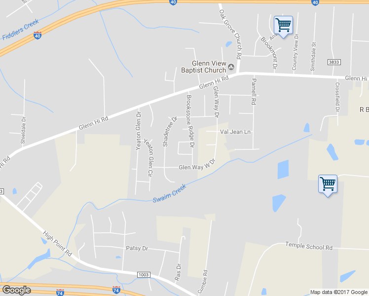 map of restaurants, bars, coffee shops, grocery stores, and more near 5068 Brookstone Ridge Drive in Winston-Salem