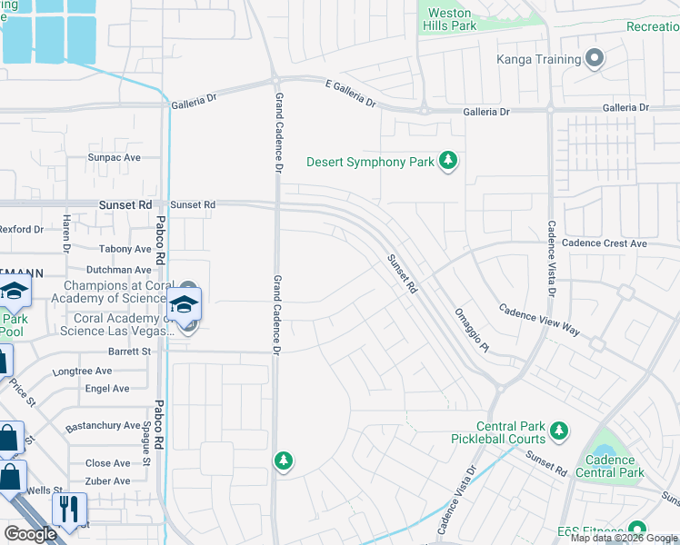 map of restaurants, bars, coffee shops, grocery stores, and more near 23 Fairdale Drive in Henderson