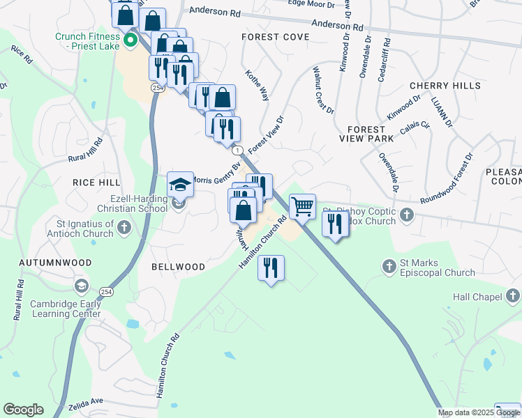 map of restaurants, bars, coffee shops, grocery stores, and more near 809 Hamilton Crossing in Nashville