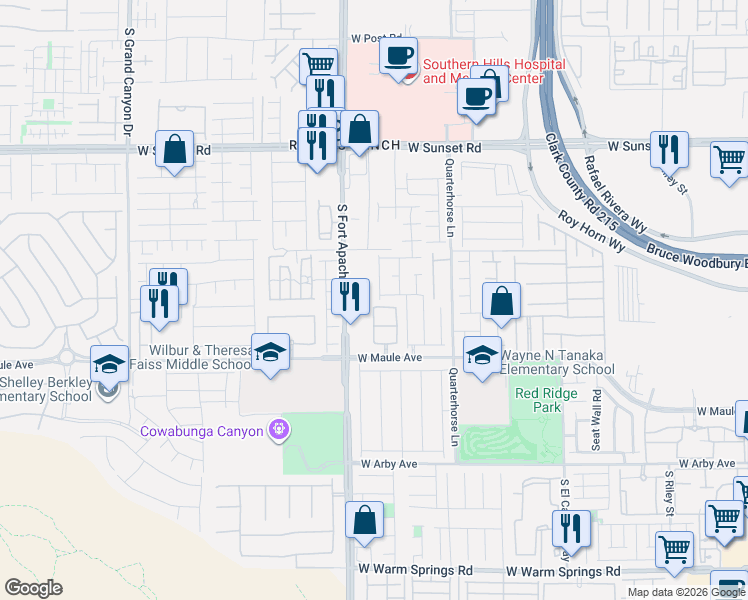map of restaurants, bars, coffee shops, grocery stores, and more near 6796 Gold Yarrow Street in Las Vegas