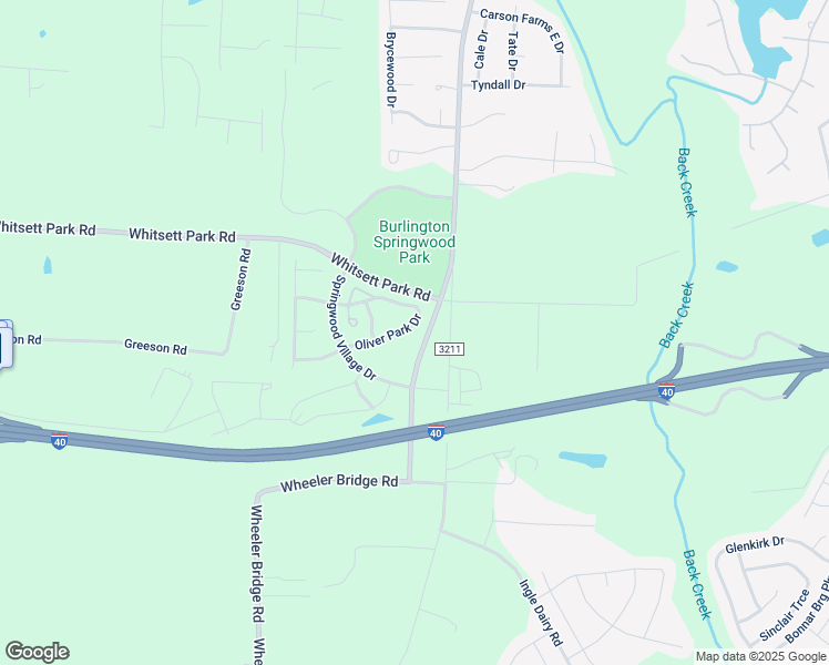 map of restaurants, bars, coffee shops, grocery stores, and more near 7632 Oliver Park Drive in Whitsett