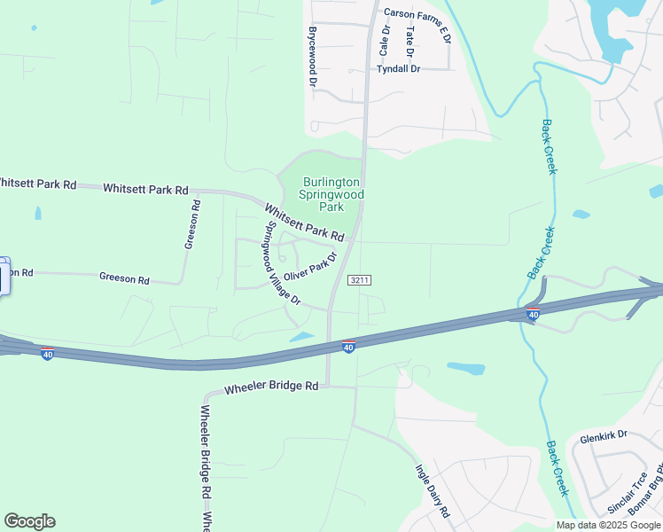 map of restaurants, bars, coffee shops, grocery stores, and more near 7632 Oliver Park Drive in Whitsett