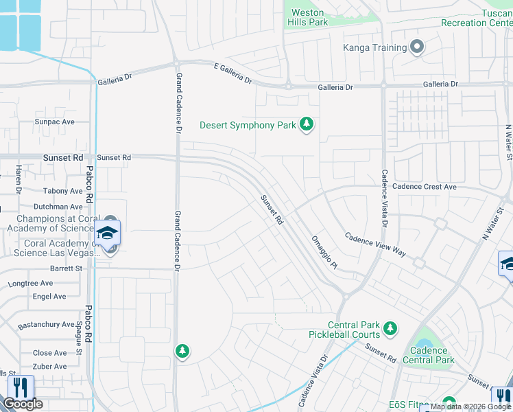 map of restaurants, bars, coffee shops, grocery stores, and more near 826 Cottonwood Hill Place in Henderson