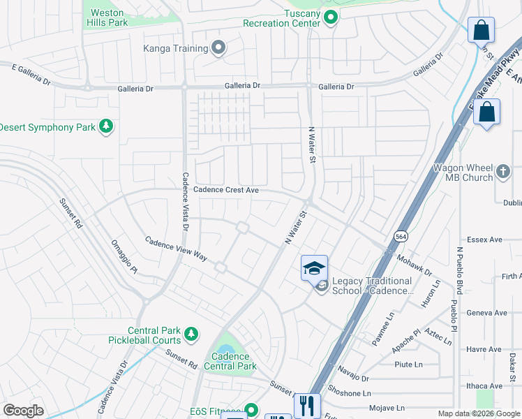 map of restaurants, bars, coffee shops, grocery stores, and more near 593 Desert Bluebell Court in Henderson