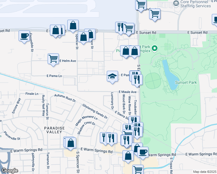 map of restaurants, bars, coffee shops, grocery stores, and more near 2130 East Maule Avenue in Las Vegas