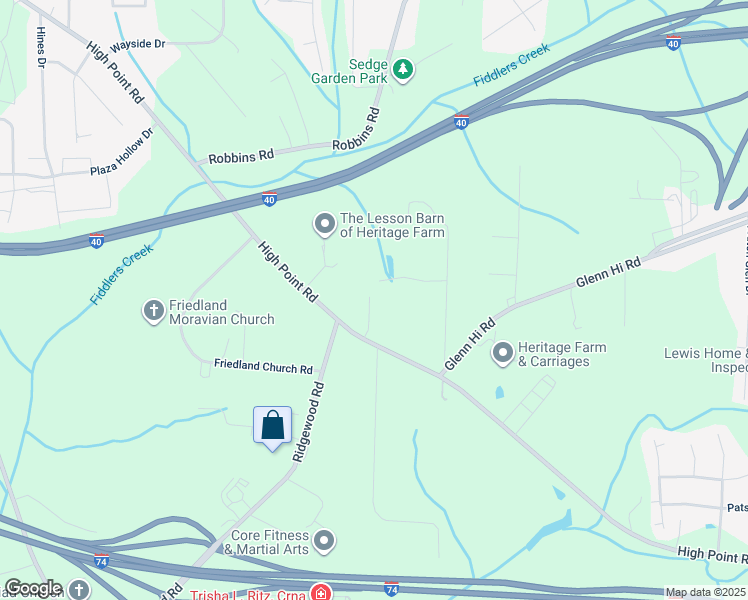 map of restaurants, bars, coffee shops, grocery stores, and more near 3942 Magnolia Place Lane in Winston-Salem