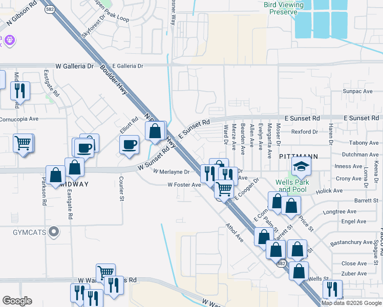 map of restaurants, bars, coffee shops, grocery stores, and more near in Henderson