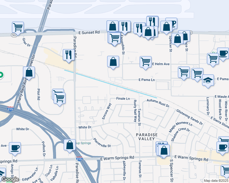 map of restaurants, bars, coffee shops, grocery stores, and more near 1260 Finale Lane in Las Vegas