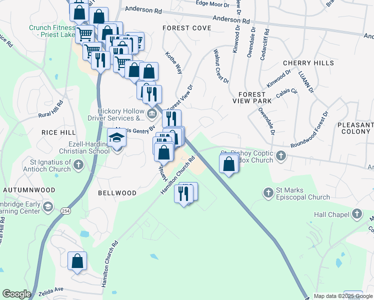 map of restaurants, bars, coffee shops, grocery stores, and more near 809 Hamilton Crossing in Nashville