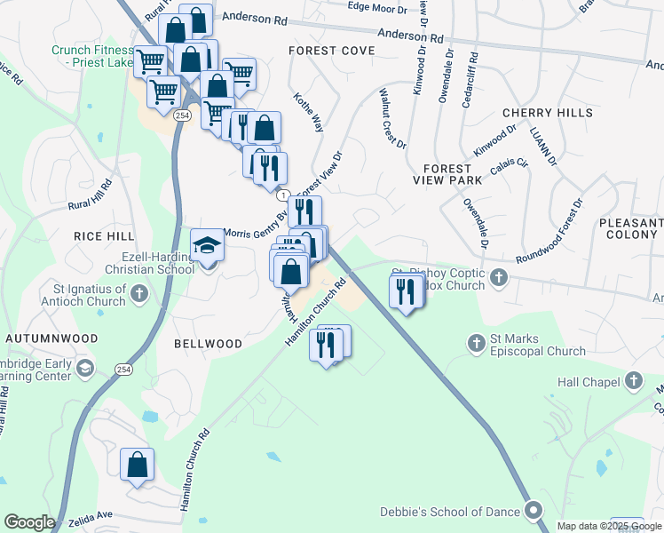 map of restaurants, bars, coffee shops, grocery stores, and more near 809 Hamilton Crossing in Nashville