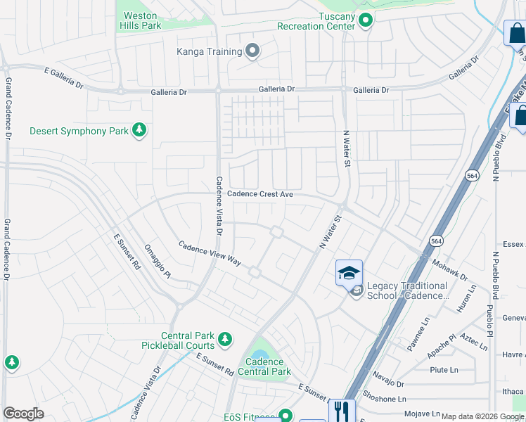 map of restaurants, bars, coffee shops, grocery stores, and more near 632 Confidence Street in Henderson