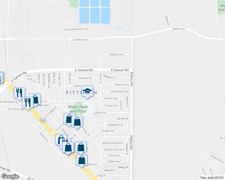 map of restaurants, bars, coffee shops, grocery stores, and more near 535 Inness Avenue in Henderson