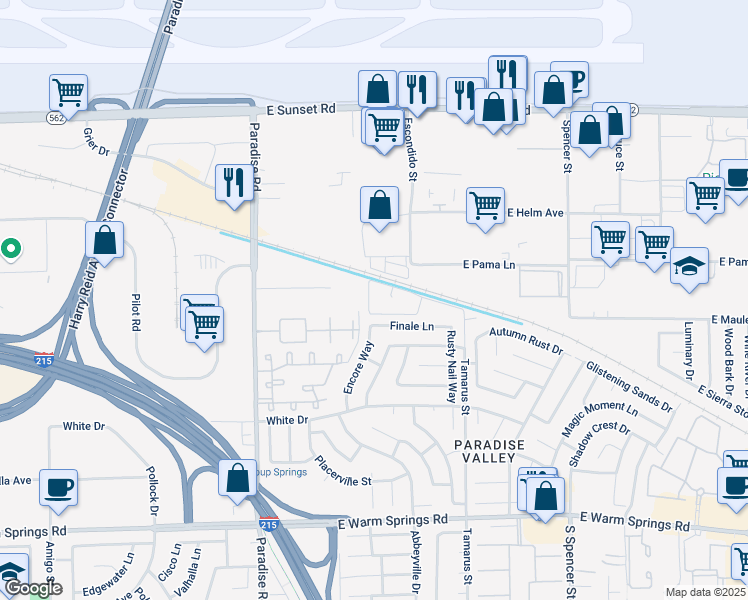 map of restaurants, bars, coffee shops, grocery stores, and more near 6877 Tamarus Street in Las Vegas