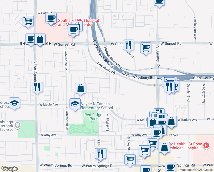 map of restaurants, bars, coffee shops, grocery stores, and more near 8924 Willow Break Avenue in Las Vegas