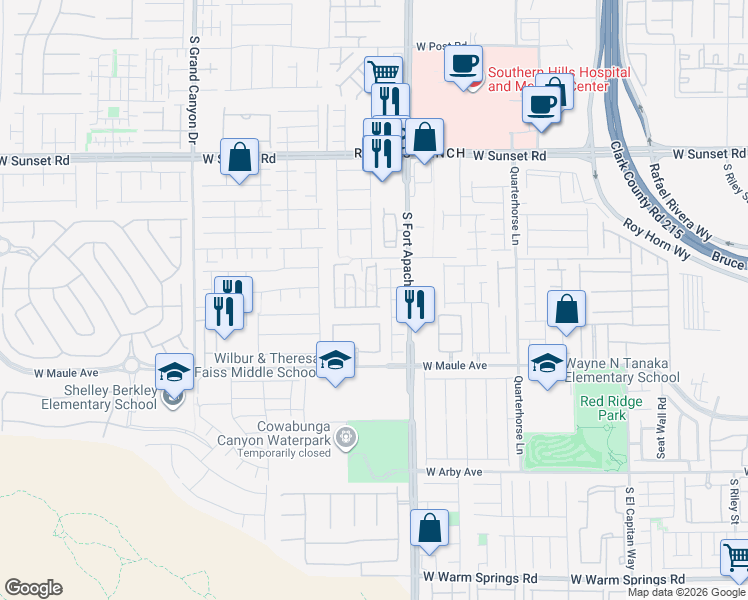 map of restaurants, bars, coffee shops, grocery stores, and more near 6779 Firewood Drive in Las Vegas