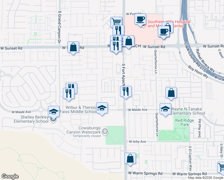 map of restaurants, bars, coffee shops, grocery stores, and more near 6801 Dragonfly Rock Street in Las Vegas