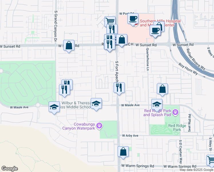 map of restaurants, bars, coffee shops, grocery stores, and more near 6779 Firewood Drive in Las Vegas