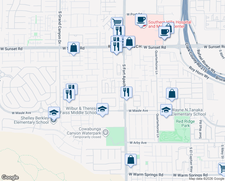 map of restaurants, bars, coffee shops, grocery stores, and more near 6801 Dragonfly Rock Street in Las Vegas