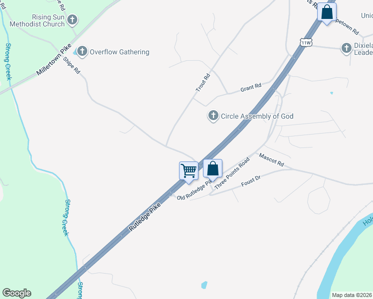 map of restaurants, bars, coffee shops, grocery stores, and more near 2506 Shipe Road in Knoxville