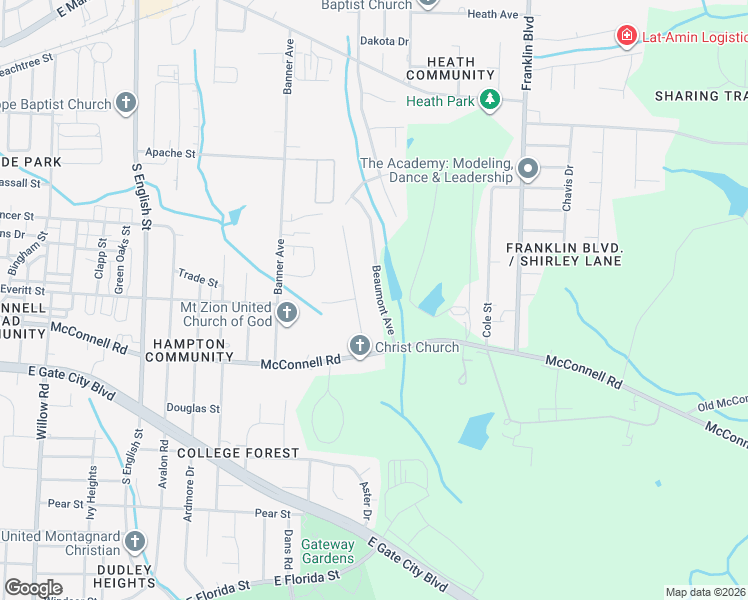 map of restaurants, bars, coffee shops, grocery stores, and more near 1010 Beaumont Avenue in Greensboro