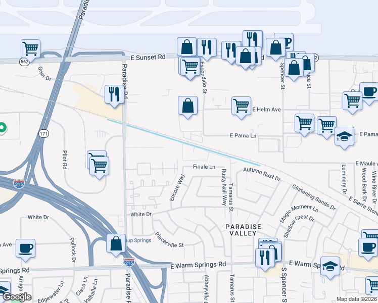 map of restaurants, bars, coffee shops, grocery stores, and more near 6871 Tamarus Street in Las Vegas