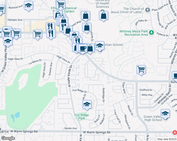 map of restaurants, bars, coffee shops, grocery stores, and more near 754 Apple Tree Court in Henderson