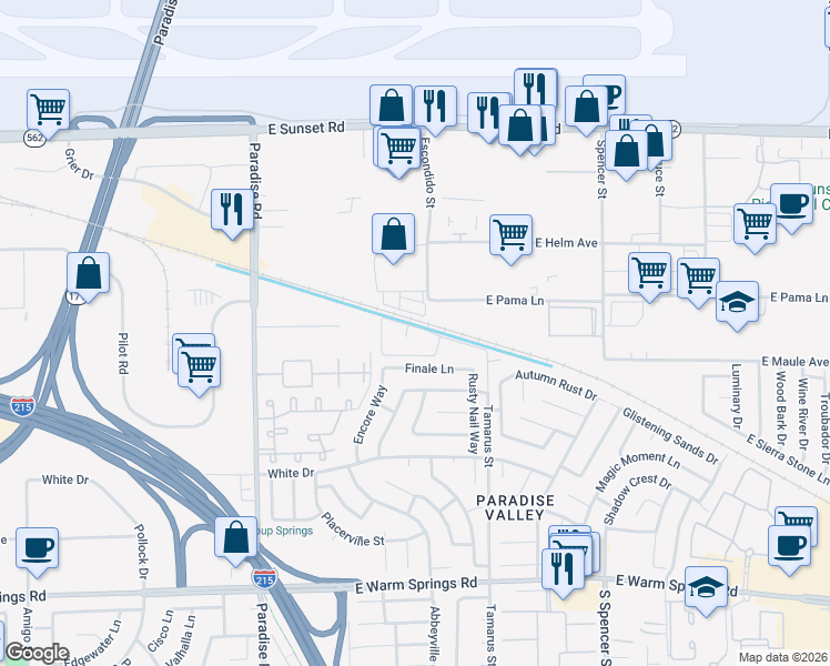 map of restaurants, bars, coffee shops, grocery stores, and more near 6865 Tamarus Street in Las Vegas