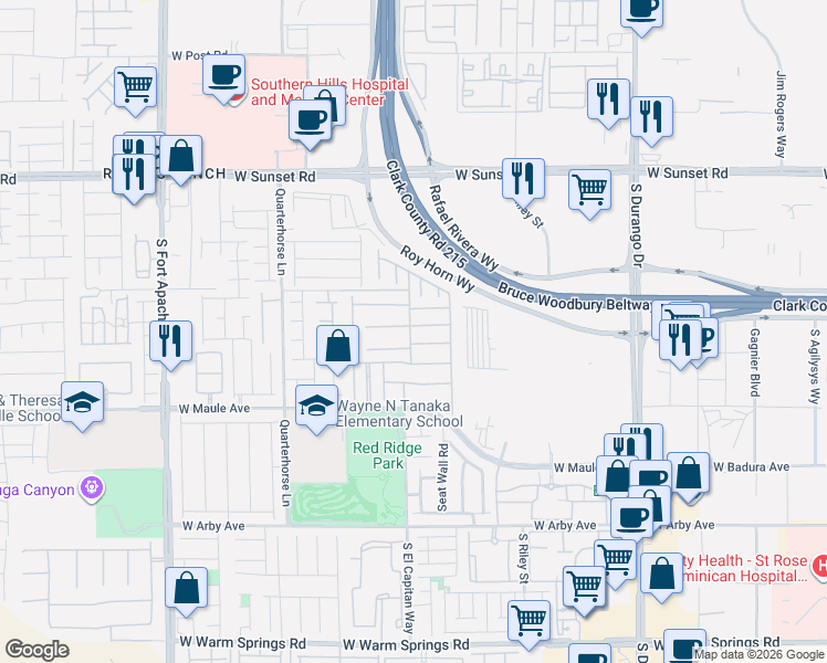 map of restaurants, bars, coffee shops, grocery stores, and more near 9036 Tiffany Oaks Ave in Las Vegas