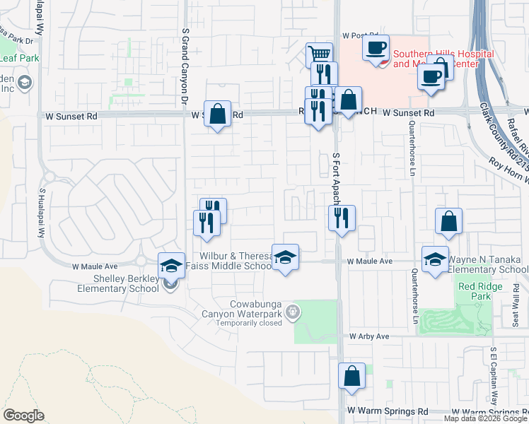 map of restaurants, bars, coffee shops, grocery stores, and more near 9583 Brooks Lake Avenue in Las Vegas