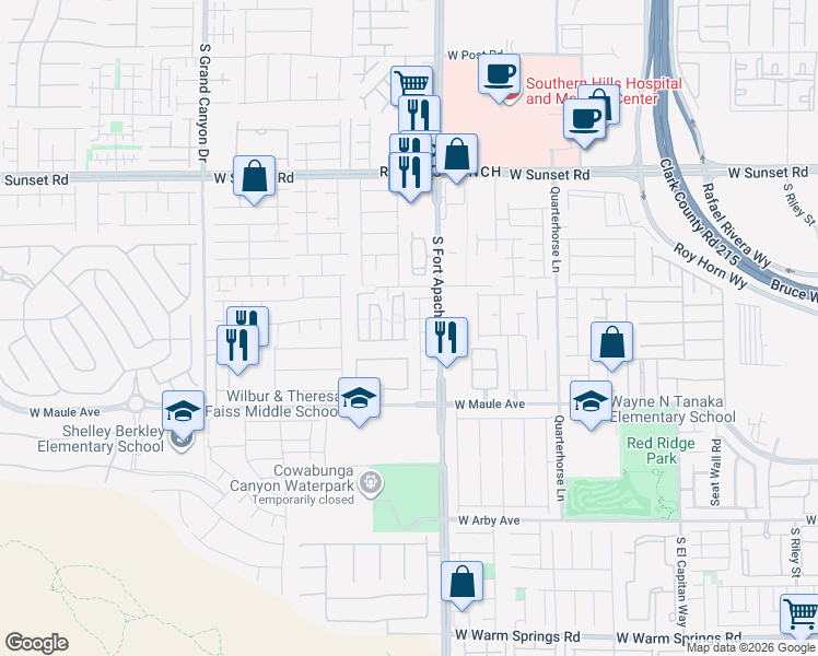map of restaurants, bars, coffee shops, grocery stores, and more near 6770 Firewood Drive in Las Vegas
