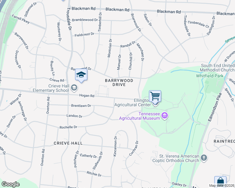 map of restaurants, bars, coffee shops, grocery stores, and more near 379 Barrywood Drive in Nashville