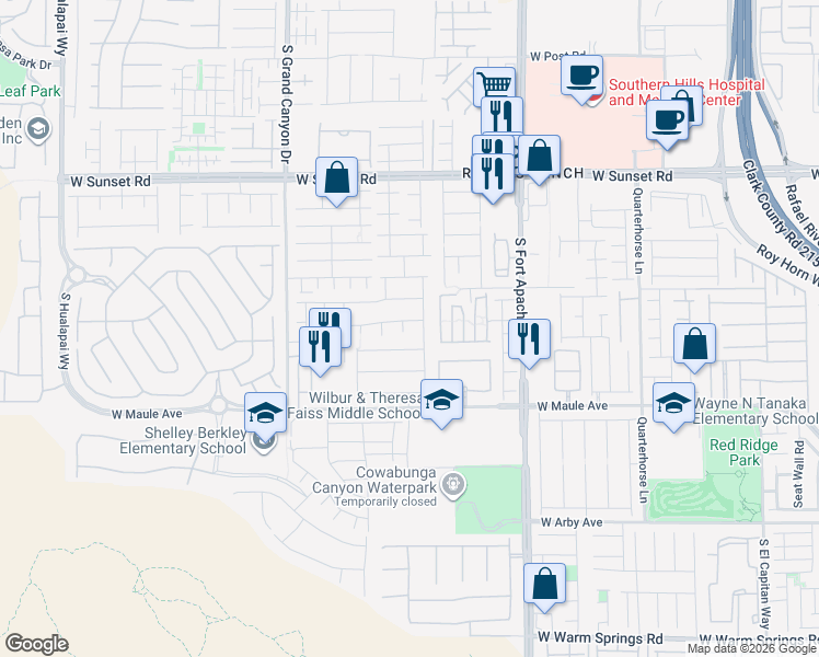 map of restaurants, bars, coffee shops, grocery stores, and more near 9583 Brooks Lake Avenue in Las Vegas
