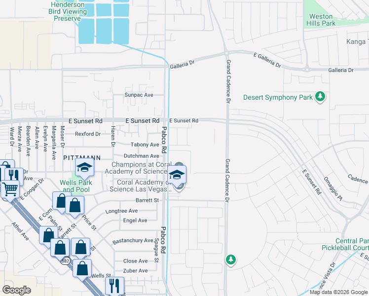 map of restaurants, bars, coffee shops, grocery stores, and more near 1902-1932 Pabco Road in Henderson
