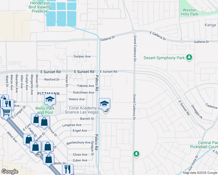 map of restaurants, bars, coffee shops, grocery stores, and more near 1902-1932 Pabco Road in Henderson
