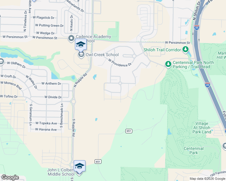 map of restaurants, bars, coffee shops, grocery stores, and more near 3837 West Maclura Way in Fayetteville