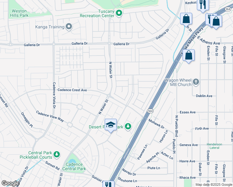 map of restaurants, bars, coffee shops, grocery stores, and more near 660 Otter Brook Street in Henderson