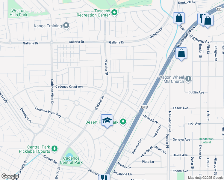 map of restaurants, bars, coffee shops, grocery stores, and more near 660 Otter Brook Street in Henderson