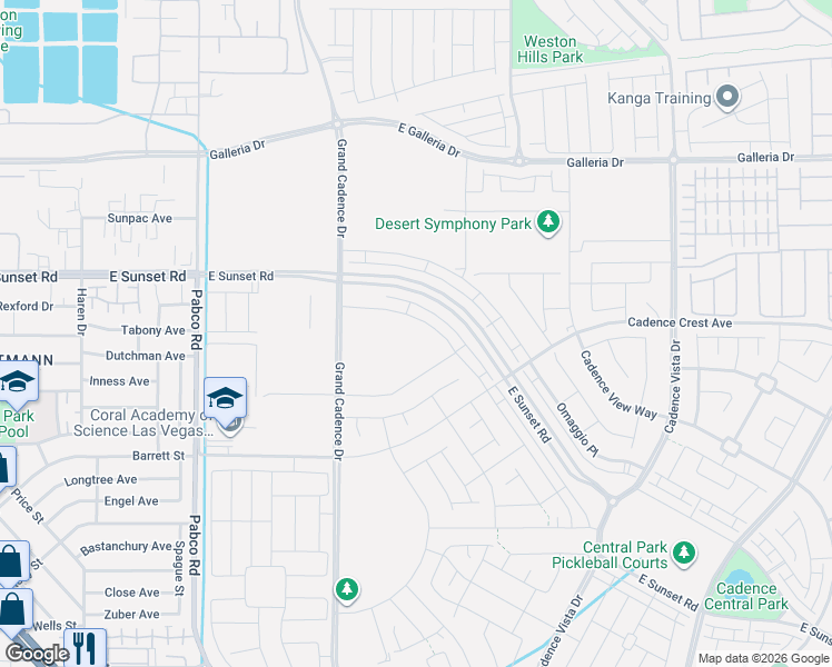 map of restaurants, bars, coffee shops, grocery stores, and more near East Galleria Drive in Henderson