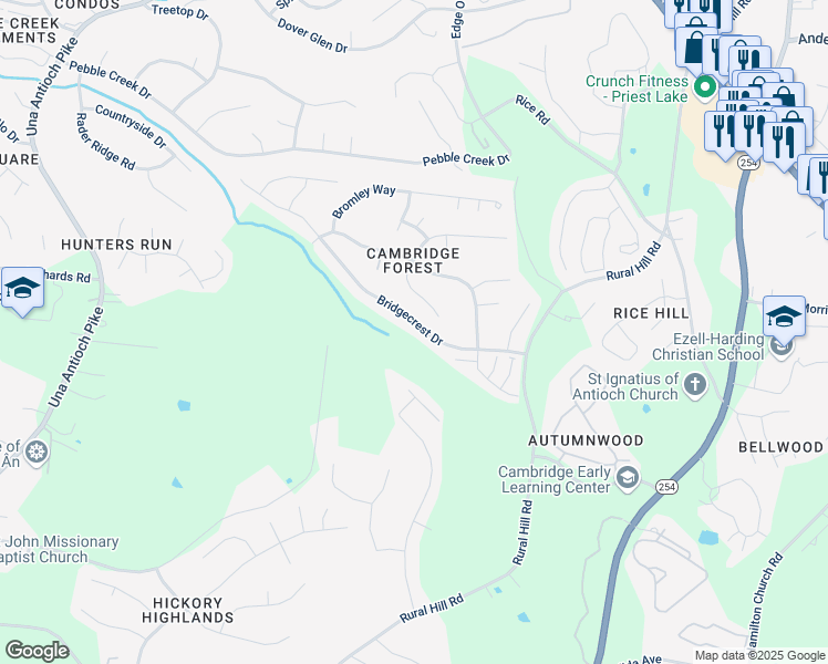 map of restaurants, bars, coffee shops, grocery stores, and more near 2609 Welshcrest Drive in Nashville
