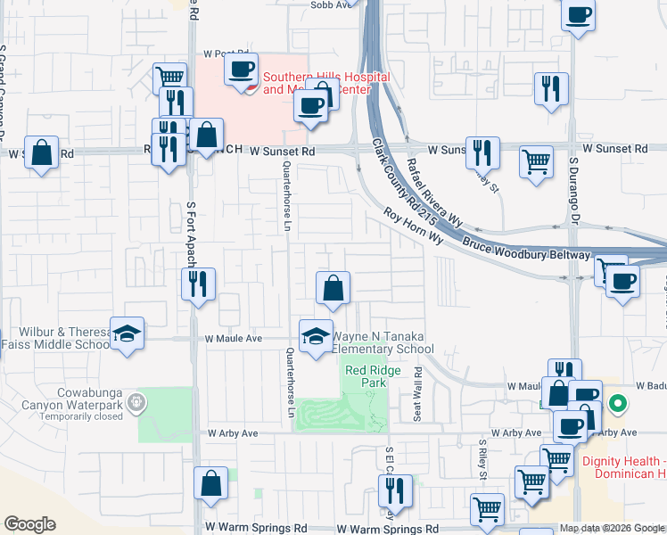 map of restaurants, bars, coffee shops, grocery stores, and more near 6752 Canyon Maple Street in Las Vegas