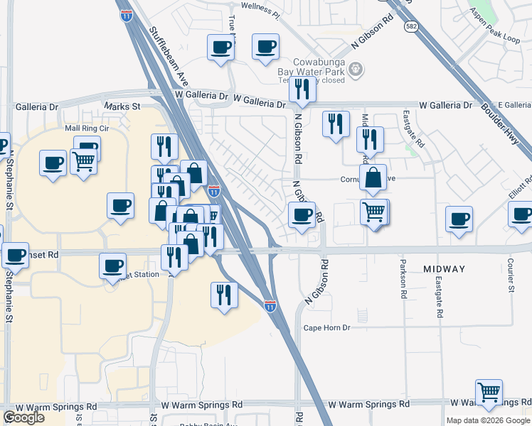 map of restaurants, bars, coffee shops, grocery stores, and more near 649 Taliput Palm Place in Henderson