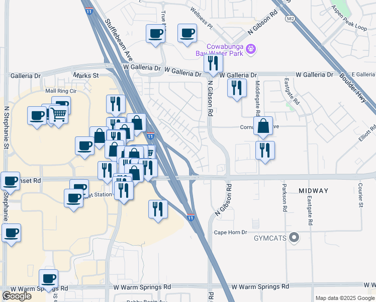 map of restaurants, bars, coffee shops, grocery stores, and more near 649 Taliput Palm Place in Henderson