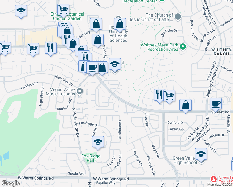 map of restaurants, bars, coffee shops, grocery stores, and more near 1823 Rapier Drive in Henderson