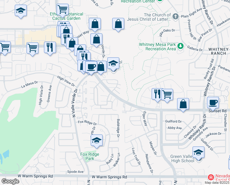 map of restaurants, bars, coffee shops, grocery stores, and more near 1823 Rapier Drive in Henderson