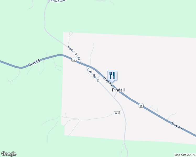 map of restaurants, bars, coffee shops, grocery stores, and more near 21706 U.S. 65 in Pindall