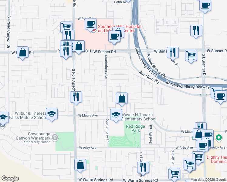 map of restaurants, bars, coffee shops, grocery stores, and more near 9135 Honey Maple Avenue in Las Vegas