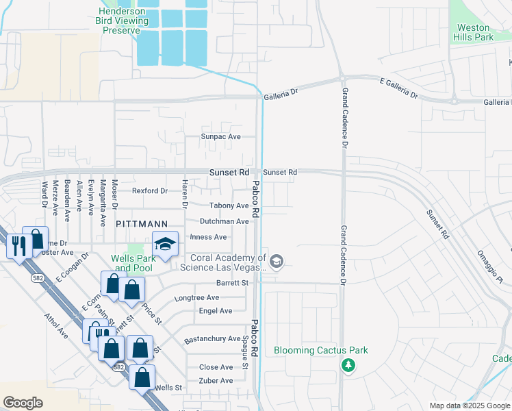 map of restaurants, bars, coffee shops, grocery stores, and more near 1902 Pabco Road in Henderson