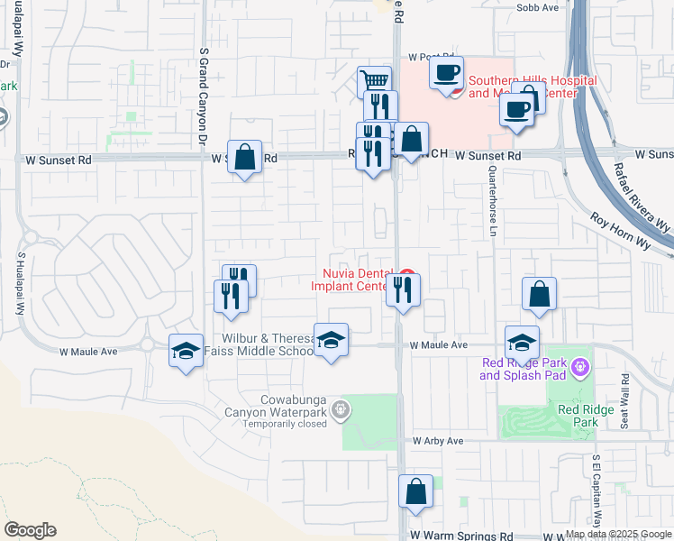 map of restaurants, bars, coffee shops, grocery stores, and more near 6743 Winding Wood Street in Las Vegas