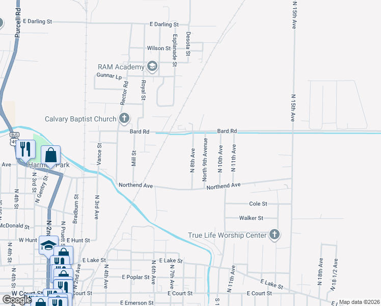 map of restaurants, bars, coffee shops, grocery stores, and more near 824 North 9th Avenue in Paragould